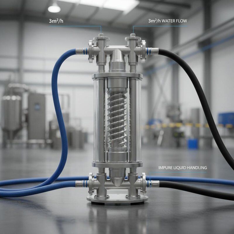 520 mm hoher Koaxialer Wärmetauscher mit 3 m3/h Wasserfluss und unreiner Flüssigkeitsbehandlung für verschiedene Industriezweige