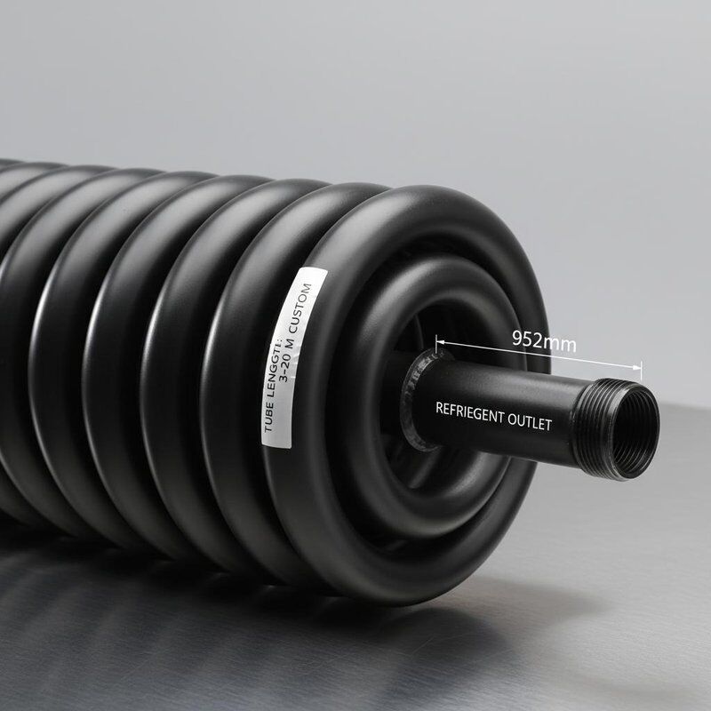 Spray Schwarze Rostfestelack Koaxialer Wärmetauscher mit 9,52 mm Kühlmittel-Ausgang und Spiraldrehkonstruktion