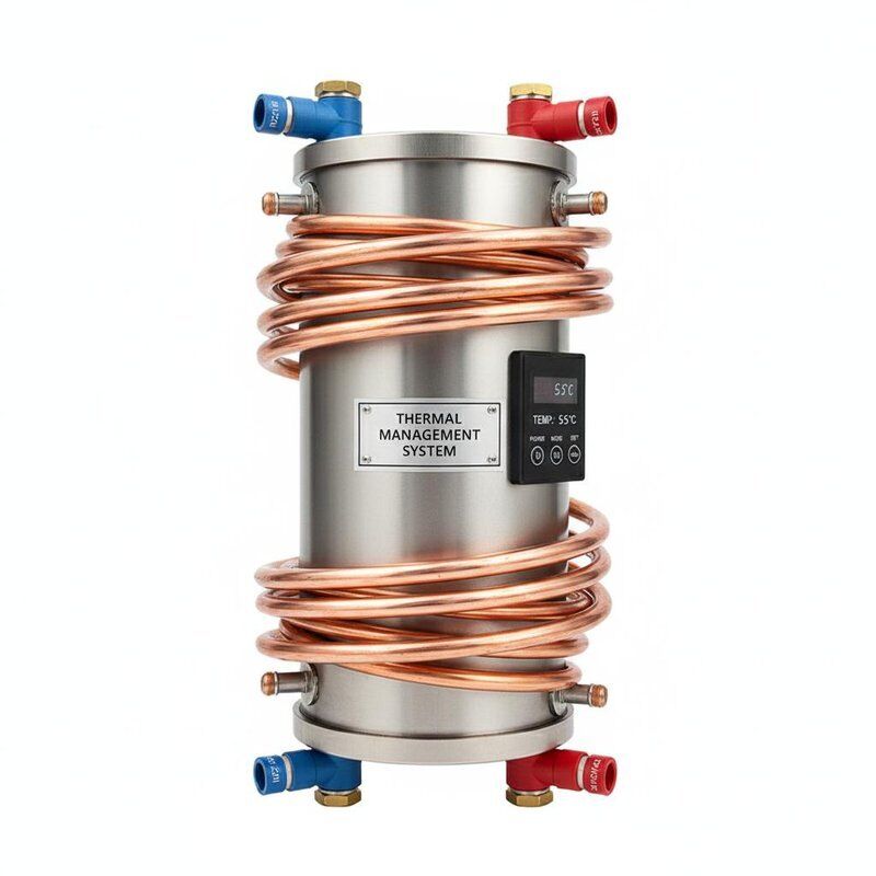 R22 Refrigerant Type Coaxial Heat Exchanger with Spiral Twisting Tube Construction and 140mm Width for Efficient Thermal Management