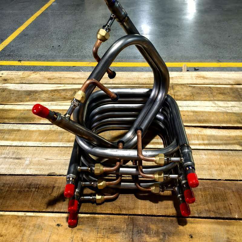 Titan TA1 Außenrohrmaterial Rohr-In-Rohr-Wärmetauscher mit 4kw Wärmekapazität und Kältemitteltyp R32